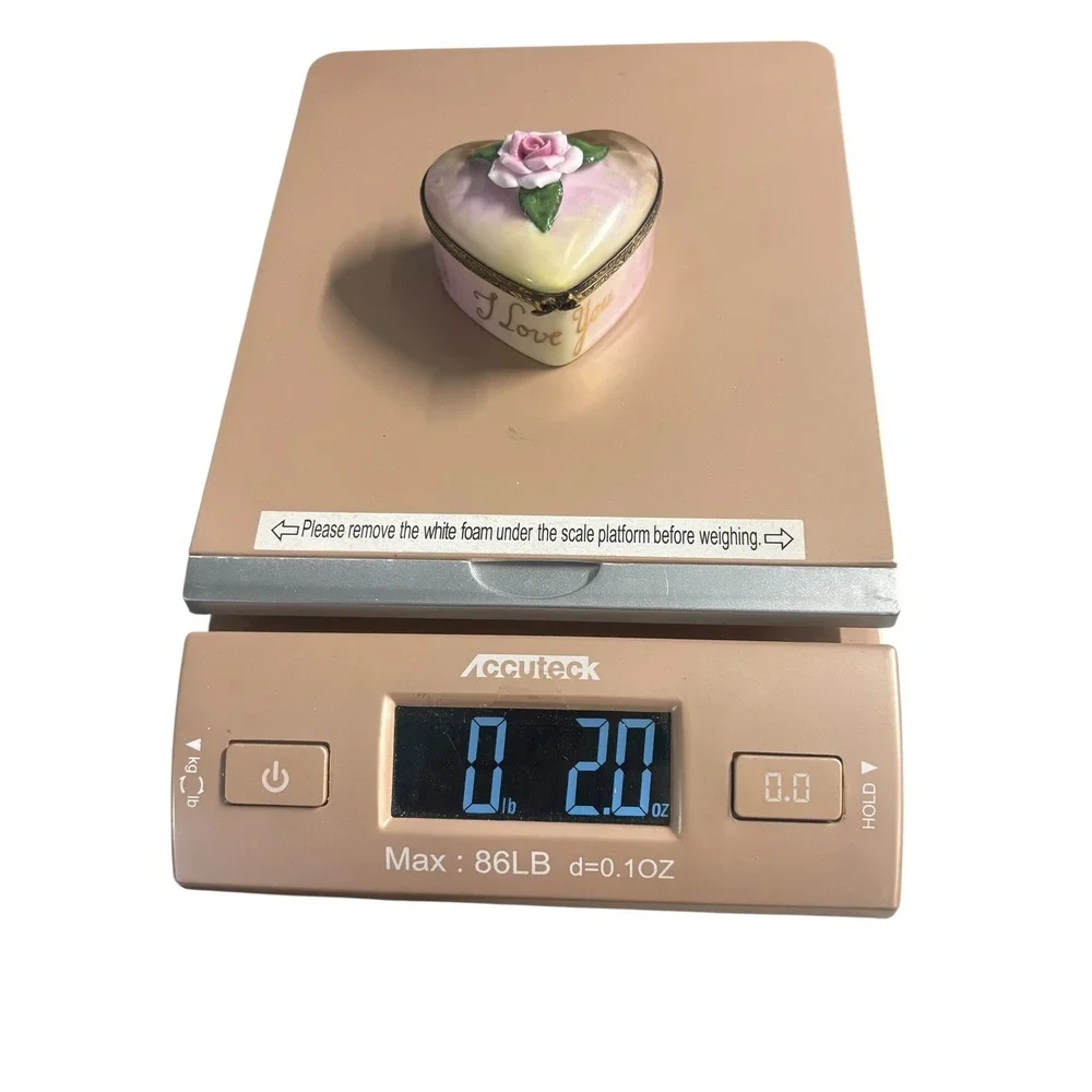 La Gloriette Limoges France Heart Trinket Box I Love You Hand Painted 3D Rose - Picture 9 of 9